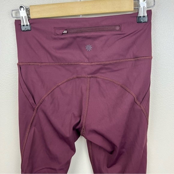 Athleta Lightning Stash Pocket Tight Leggings Size XS Burgundy Athletic Workout - Picture 7 of 11